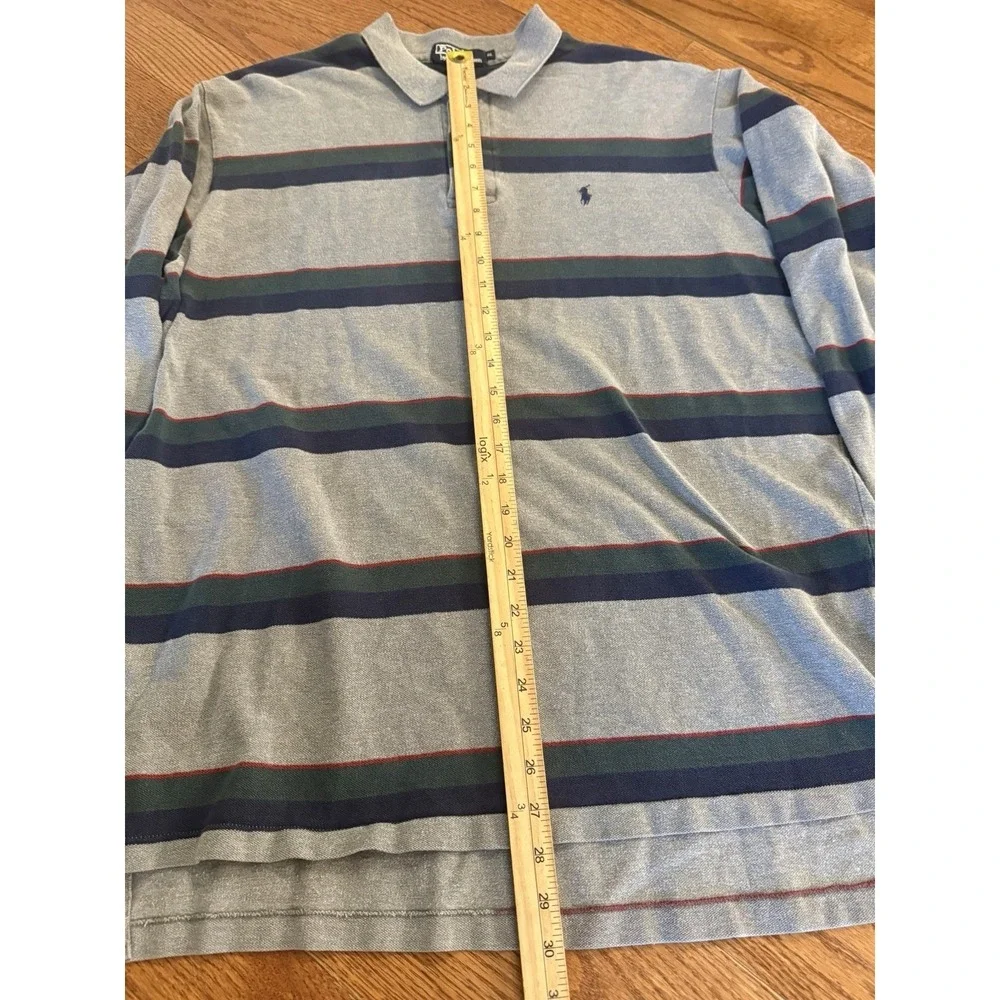 vintage 90s polo ralph lauren striped long sleeve rugby shirt made in the usa XL
